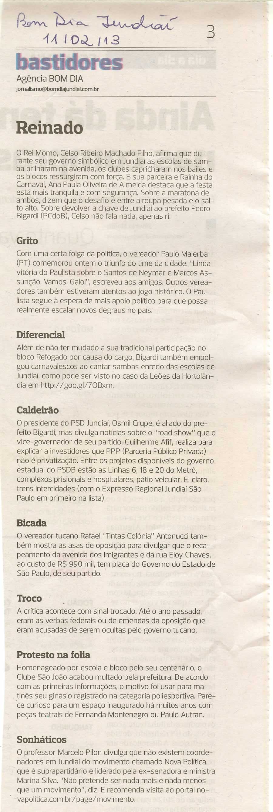 Bom Dia Jundiaí - 11/02/2013