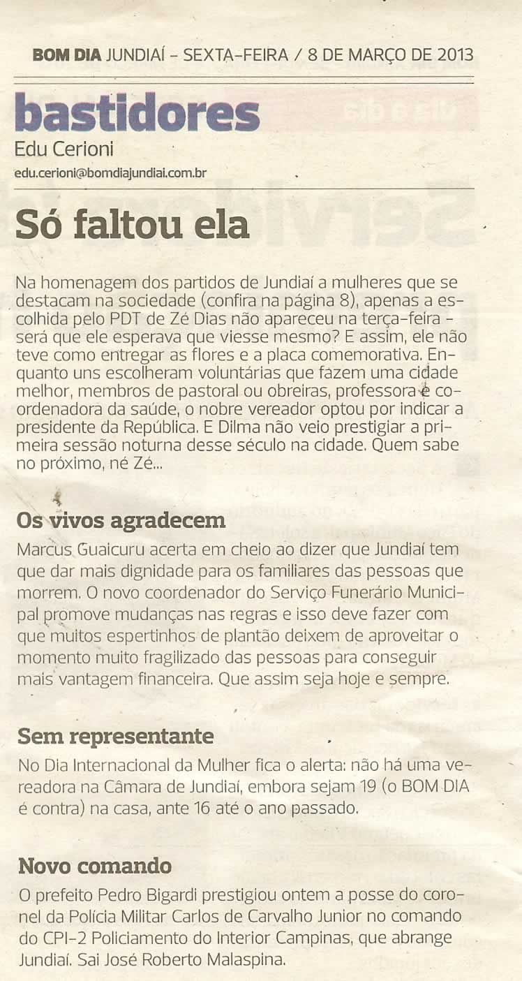 Bom Dia Jundiaí - 08/03/2013