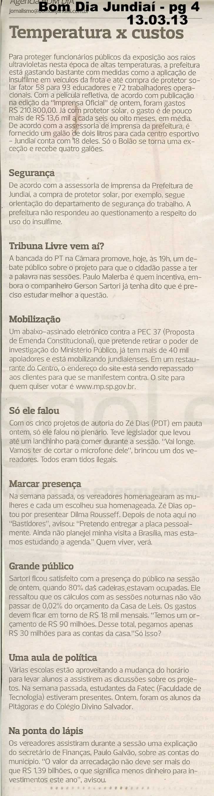 Bom Dia Jundiaí - 13/03/2013