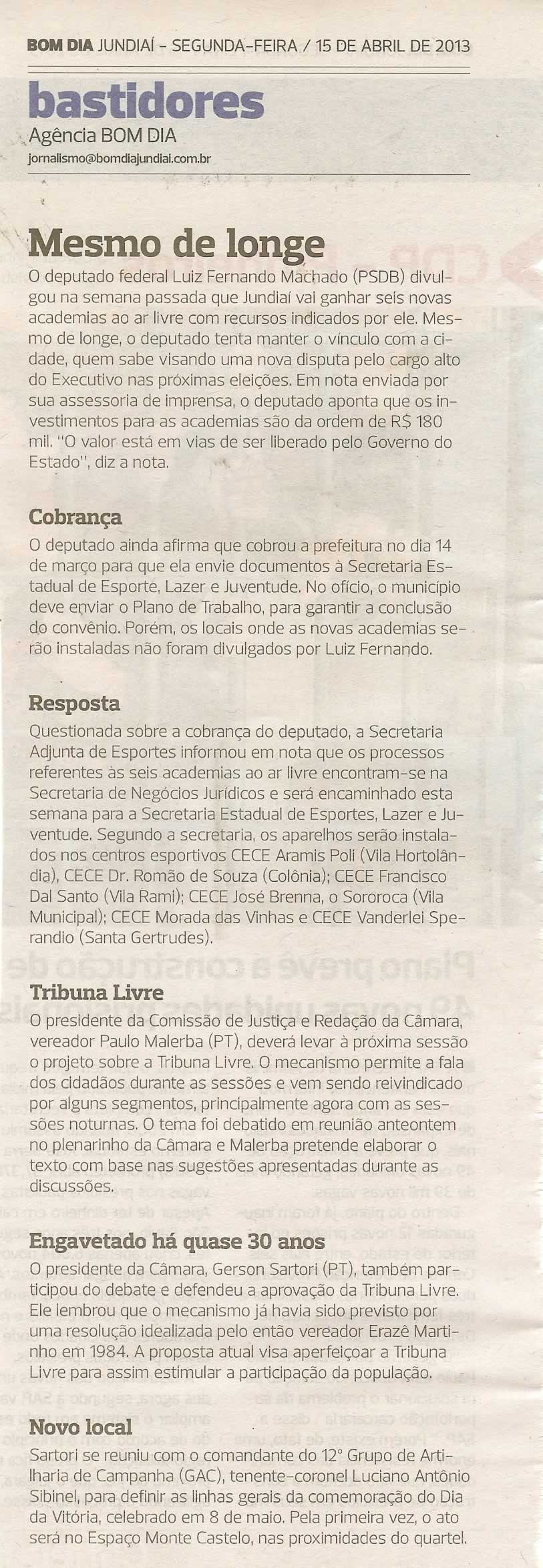 Bom Dia Jundiaí - 15/04/2013