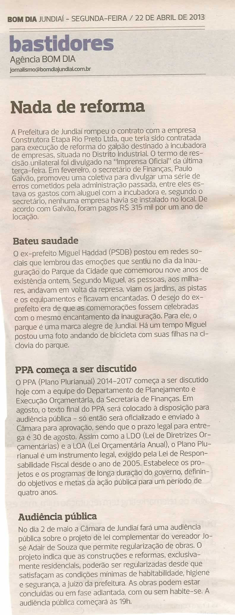 Bom Dia Jundiaí - 22/04/2013
