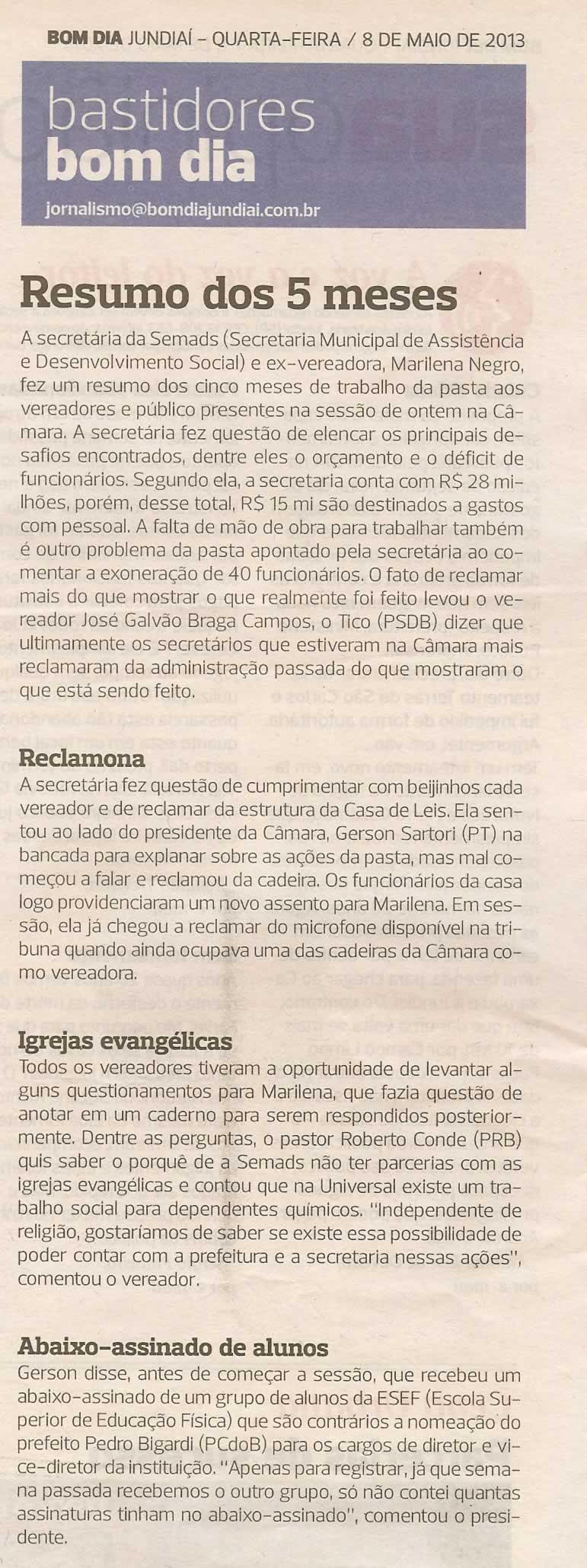 Bom Dia Jundiaí - 08/05/2013