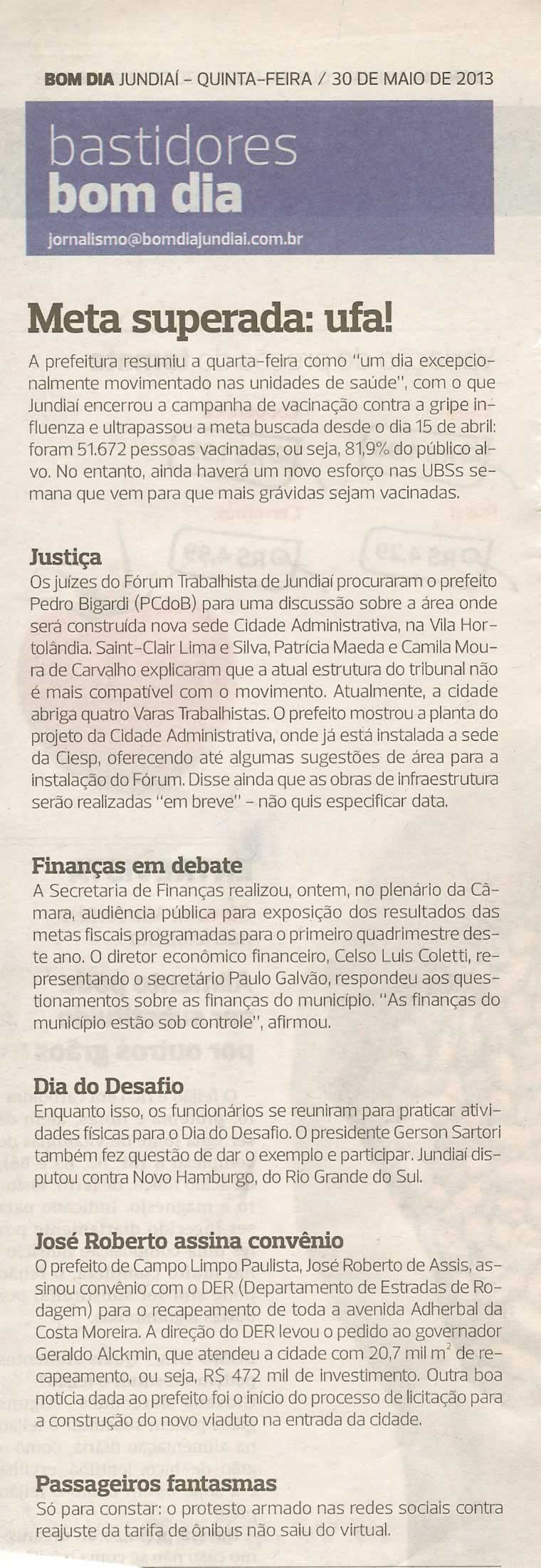 Bom Dia Jundiaí - 30/05/2013