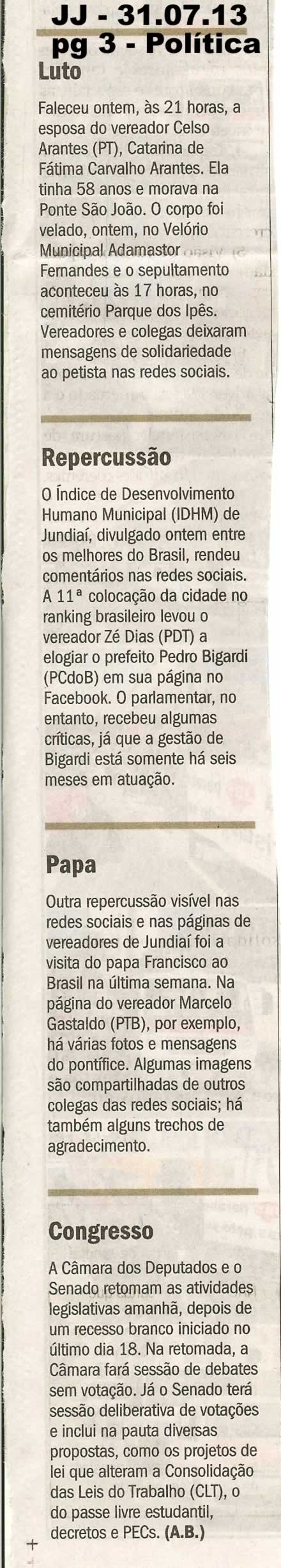 Jornal de Jundiaí - 31/07/2013