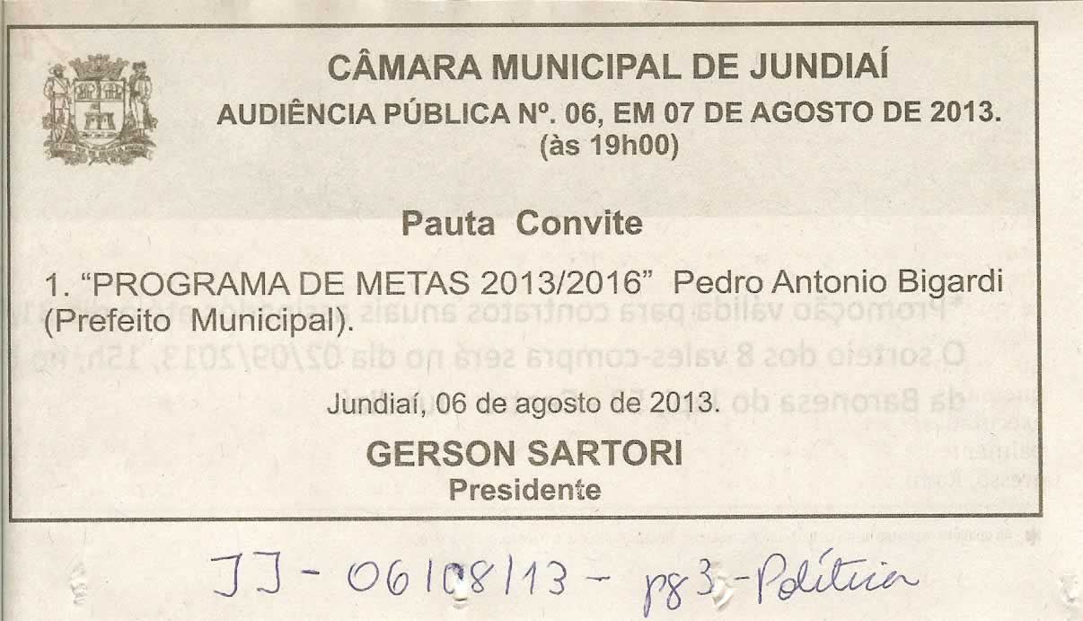 Jornal de Jundiaí - 06/08/2013