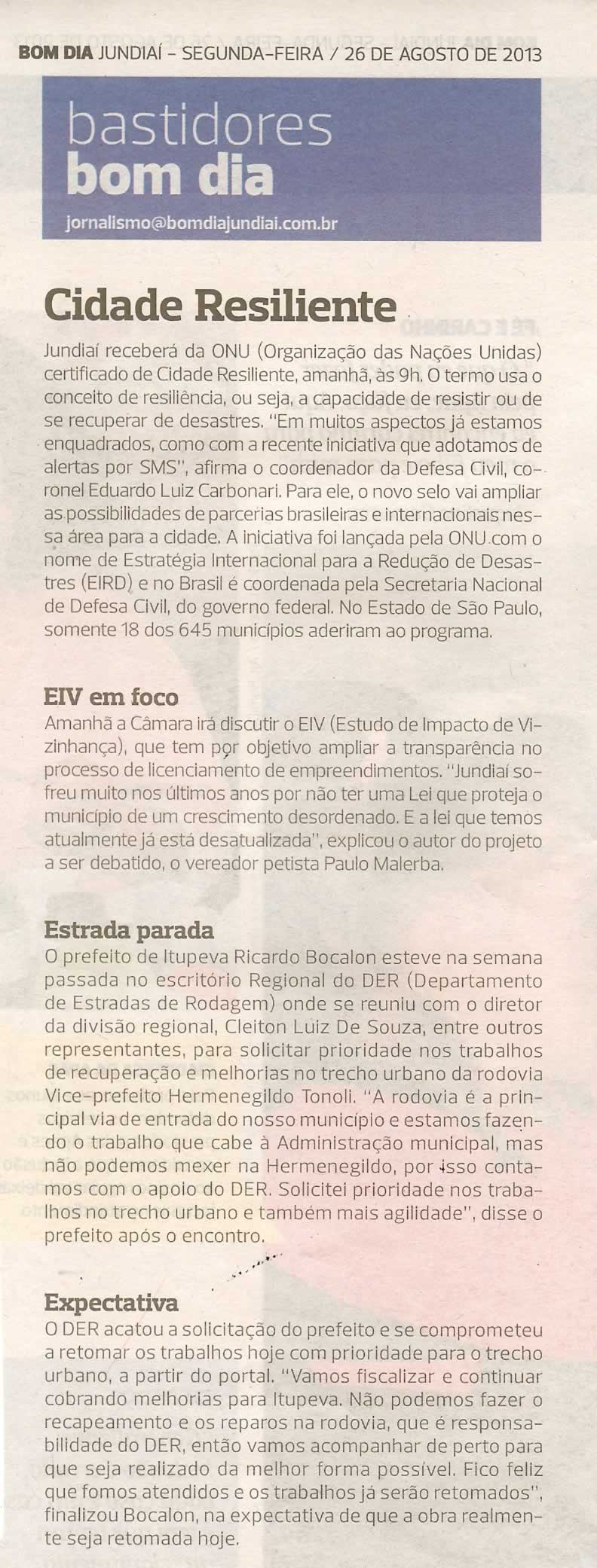 Bom Dia Jundiaí - 26/08/2013