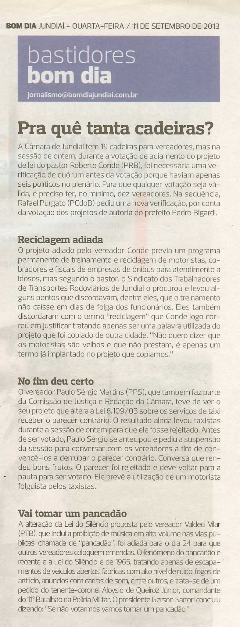 Bom Dia Jundiaí - 11/09/2013