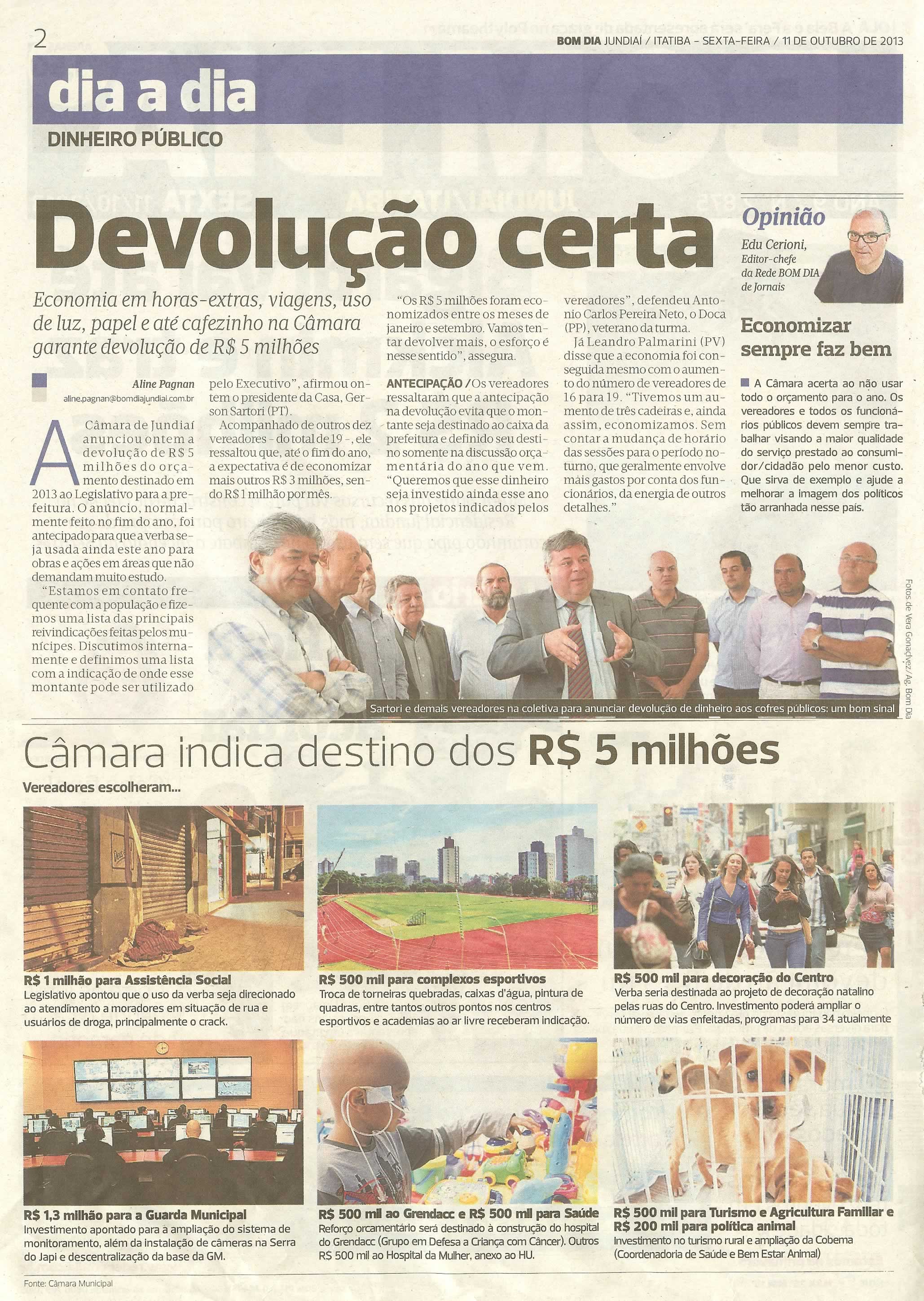 Bom Dia Jundiaí - 11/10/13 - pagina 2 - Devolução certa - 