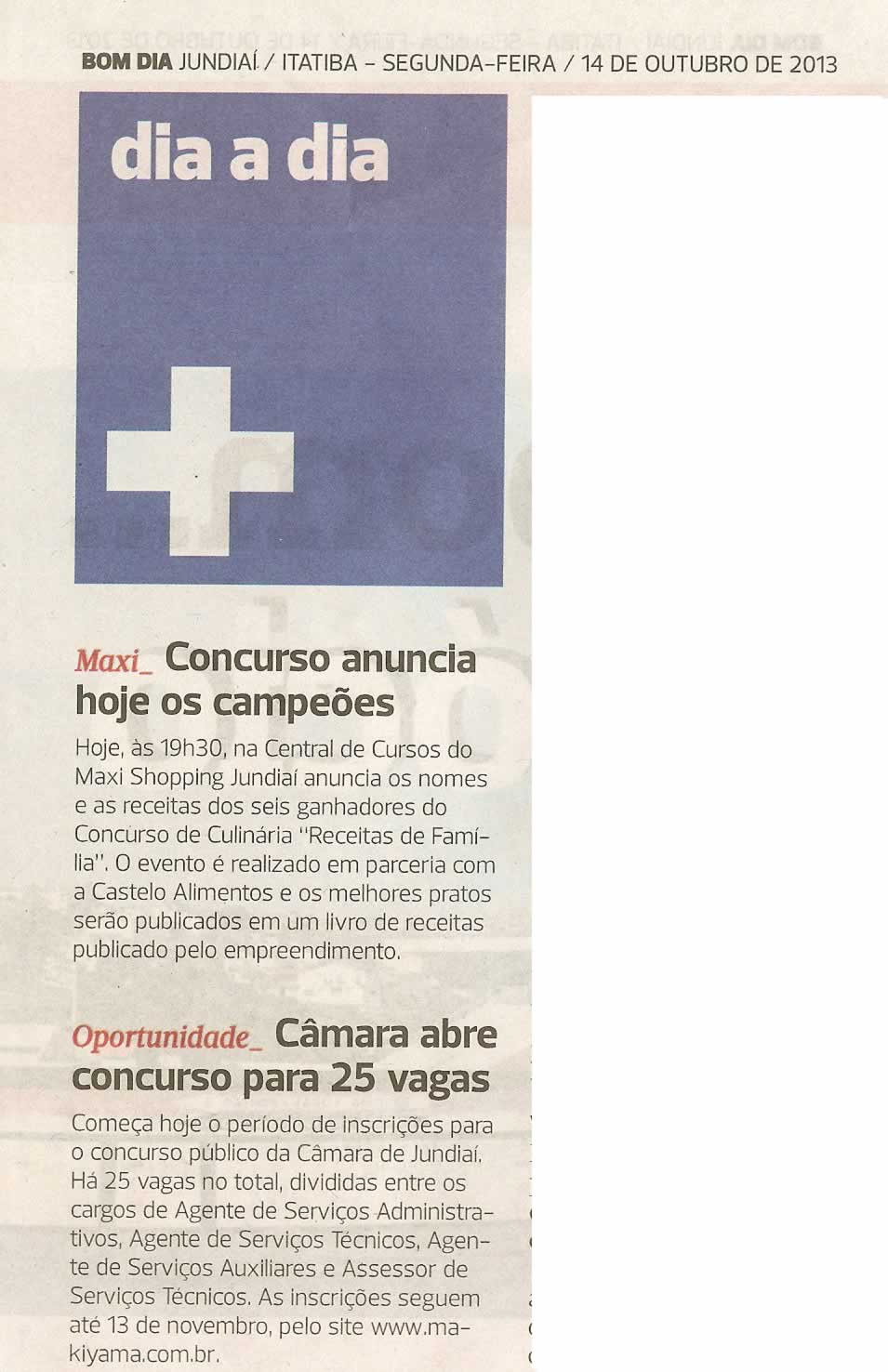 Bom Dia Jundiaí - 14/10/13 - pagina 5 - Câmara abre concurso para 25 vagas - 