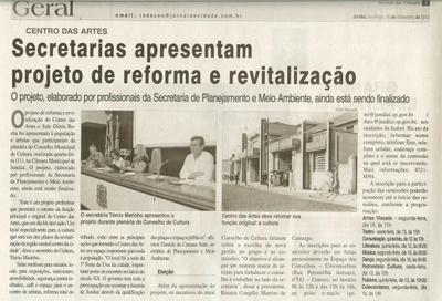 JC - 15/12/13 - pg 7 - Secretarias apresentam projeto de reforma e revitalização - 