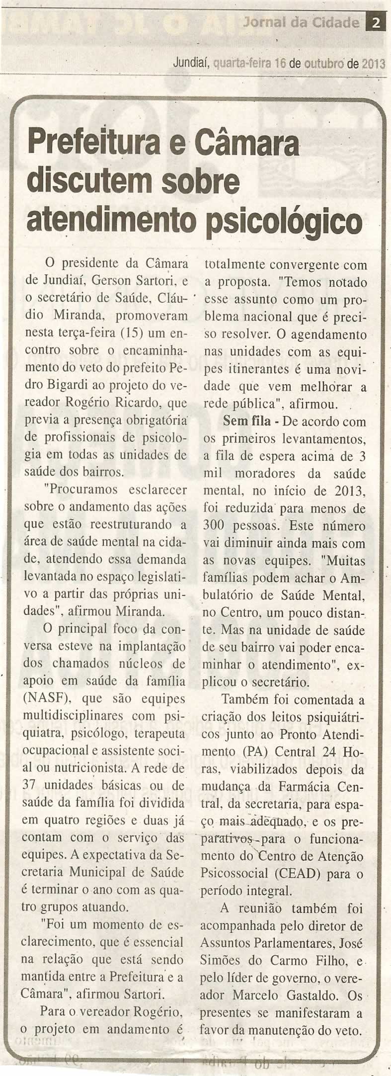 JC - 16/10/13 - pagina 2 - geral - Prefeitura e Câmara dsicutem sobre atendimento psicológico - 