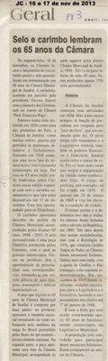 JC - 16 e 17/11/13 - pg 3 - Geral - Selo e carimbo lembram os 65 anos da Câmara - 