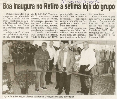 JC - 20/12/13 - pg 2 - Boa inaugura no Retiro a sétima loja do grupo - 