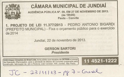 JC - 23/11/13 - Publicação de Audiência Pública