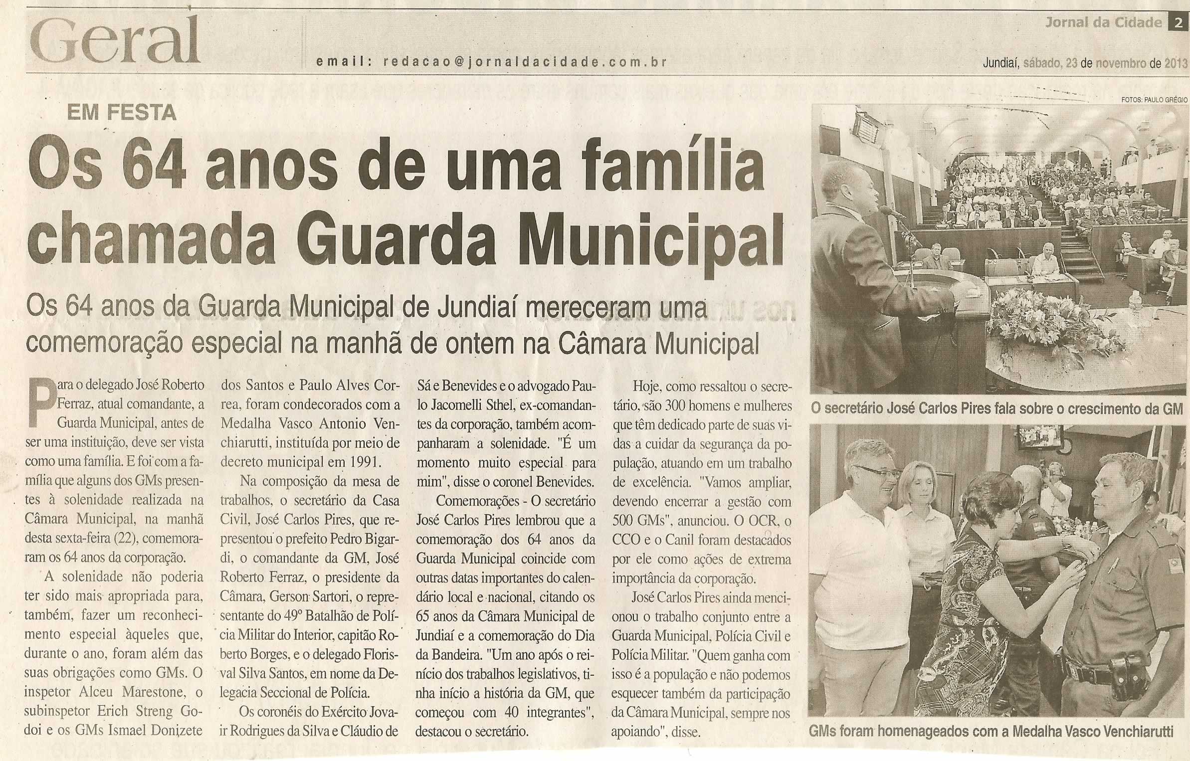 JC - 23/11/13 - pg 2 - Os 64 anos de uma família chamada Guarda Municipal -