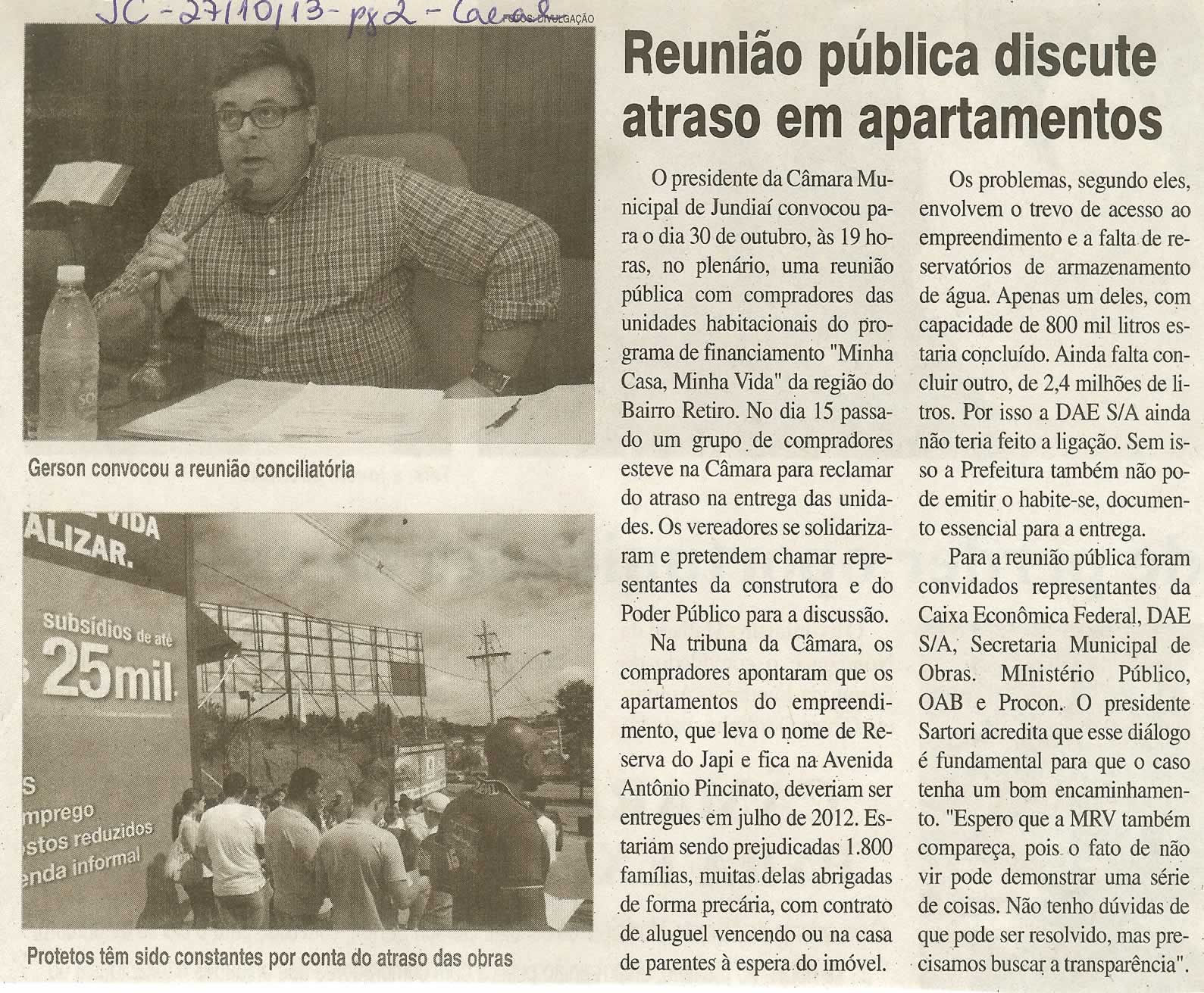 JC - 27/10/13 - pagina 2 - geral - Reunião pública discute atraso em apartamentos - 