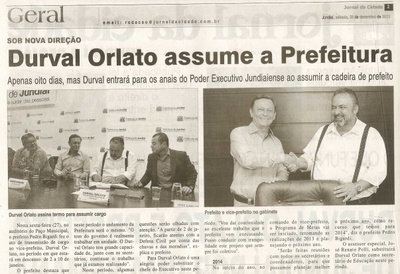 JC - 28/12/13 - pg 2 - Geral - Durval Orlato assume a Prefeitura - 