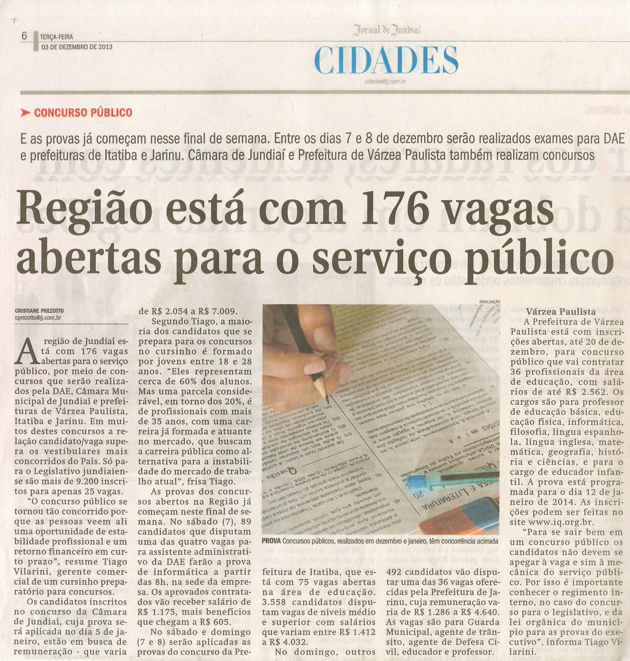JJ - 03/12/13 - pg 3 - Política - Região está com 176 vagas abertas para o serviço público - 