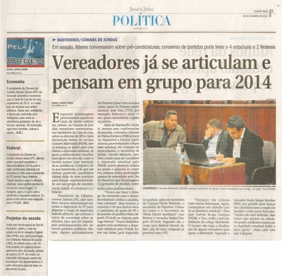JJ - 09/10/13 - pagina 3 - política - Vereadores já se articulam e pensam em grupo para 2014 - 