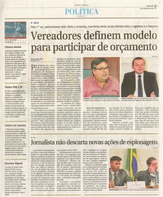 JJ - 10/10/13 - pagina 3 - política - Vereadores definem modelo para participar de orçamento - 