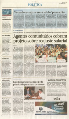 JJ - 13/11/13 - pg 3 - Política - Vereadores aprovam a lei do pancadão - Agentes comunitários cobram projeto sobre reajuste salarial - 