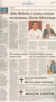 JJ - 15/10/13 - pagina 3 - política - Aldo Rebelo é arma contra os tucanos, dizem lideranças - 
