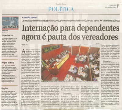 JJ - 16/12/13 - pg 3 - Política - Internação para dependentes agora é pauta dos vereadores - 