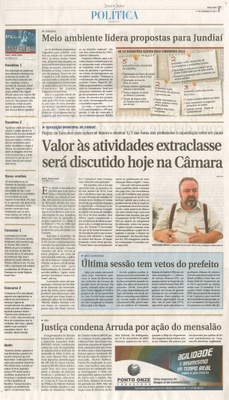 JJ - 17/12/13 - pg 3 - Política - Meio ambiente lidera propostas para Jundiaí - Valor às atividades extraclasse será discutido hoje na Câmara - 