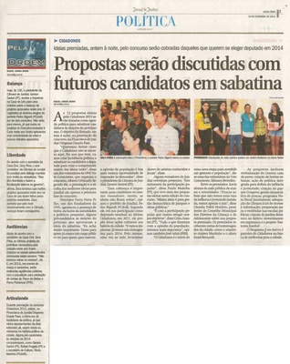 JJ - 20/12/13 - pg 3 - política - Propostas serão discutidas com futuros candidatos em sabatina - 