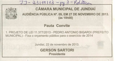 JJ - 23/11/13 - Publicação de Audiência Pública