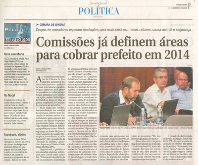 JJ - 23/12/13 - pg 3 -  Política - Comissões já definem áreas para cobrar prefeito em 2014 - 