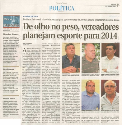 JJ - 27/12/13 - pg 3 - Política - De olho no peso, vereadores planejam esporte para 2014 -