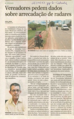 JJ - 28/11/13 - pg 6 - Cidades - Vereadores pedem dados sobre arrecadação de radares -