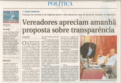 JJ - 30/09/13 - pagina 3 - política - Vereadores apreciam amanhã proposta sobre transparência - 