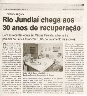 Jornal da Cidade - 14/09/13 - Pagina 3 - Geral - Rio Jundiaí chega aos 30 anos de recuperação - 