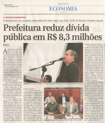 Jornal de Jundiaí - 26/09/13 - pagina 8 - economia - Prefeitura reduz dívida pública em R$ 8,3 milhões - 