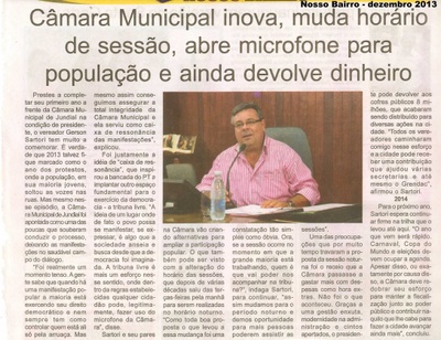 Nosso bairro - 01/12/13 - pg 5 - Câmara Municipal inova, muda horário de sessão, abre microfone para população e ainda devolve dinheiro -