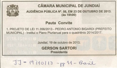 JJ - 19/10/13 - pagina 11 - brasil - pauta convite - audiência pública nº 8 - câmara municipal de jundiaí - 