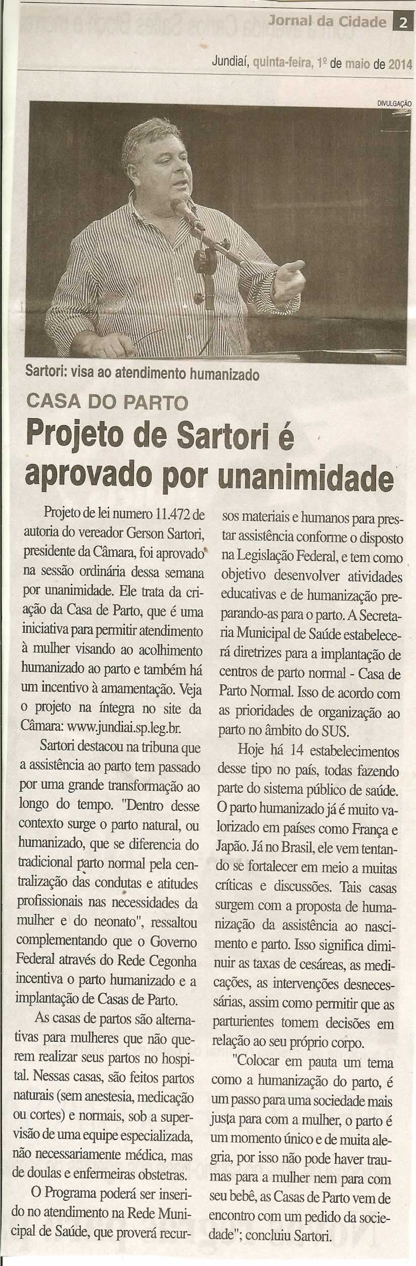 JC - 01/05/14 - pg 2 - Projeto de Sartori é aprovado por unanimidade -