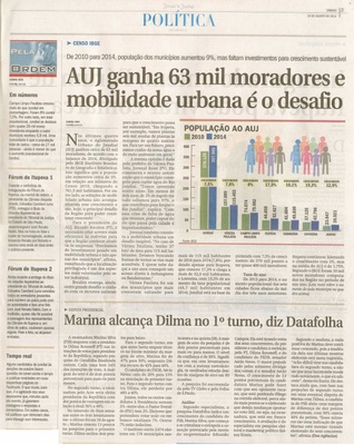JJ - 30/08/14 - pg 3 - Política - AUJ ganha 63 mil moradores e mobilidade urbana é desafio -
