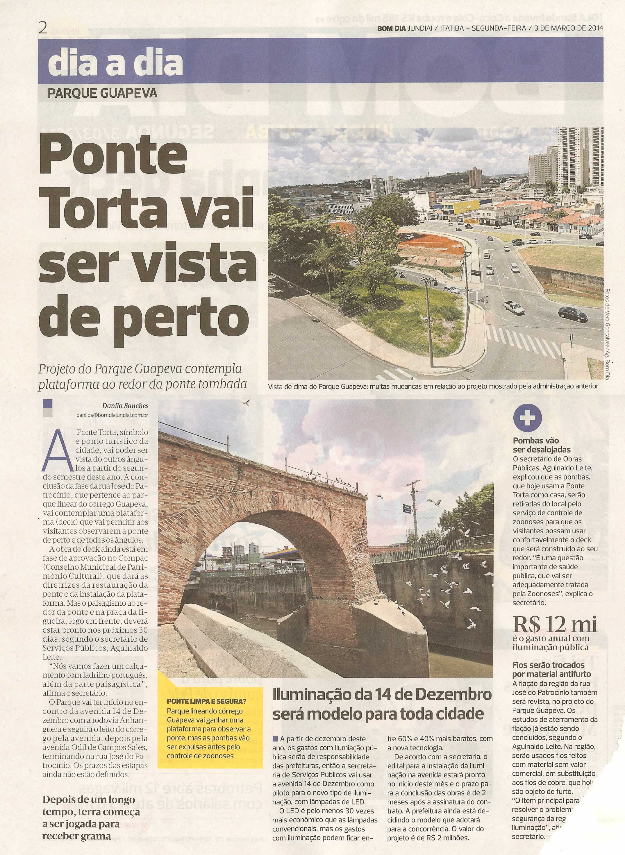 Bom Dia Jundiaí - 03/03/14 - pg 2 - Ponte Torta vai ser vista de perto - 