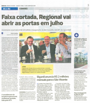 Bom Dia Jundiaí - 12/06/14 - Faixa cortada, Regional vai abrir as portas em julho - 