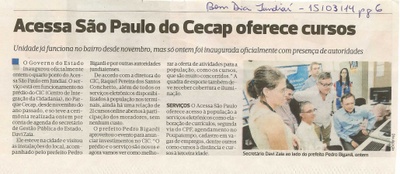 Bom Dia Jundiaí - 15/03/14 - pg 6 - Acessa São Paulo do Cecap oferece cursos -
