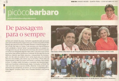 Bom Dia Jundiaí - 22/10/14 - pg 8 - picoco barbaro - De passagem para o sempre -