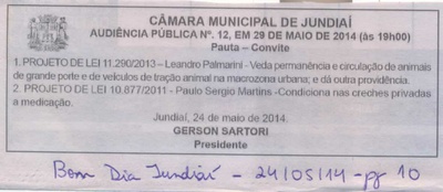 Bom Dia Jundiaí - 24/05/14 - pg 10 - Audiência Pública da Câmara Municipal de Jundiaí -
