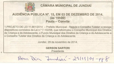 Bom Dia Jundiaí - 29/11/14 - pg 8 - Audiência Pública - Câmara Municipal de Jundiaí
