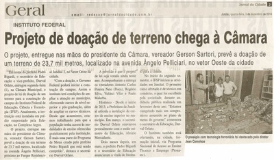 JC - 03/12/14 - pg 2 - geral - Projeto de doação de terreno chega à Câmara - 