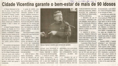 JC - 06/04/14 - pg 3 - Cidade Vicentina garante o bem-estar de mais de 90 idosos -