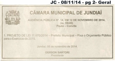 JC - 08/11/14 - 2 - geral - Audiência Pública nº 14 - Câmara Municipal de Jundiaí