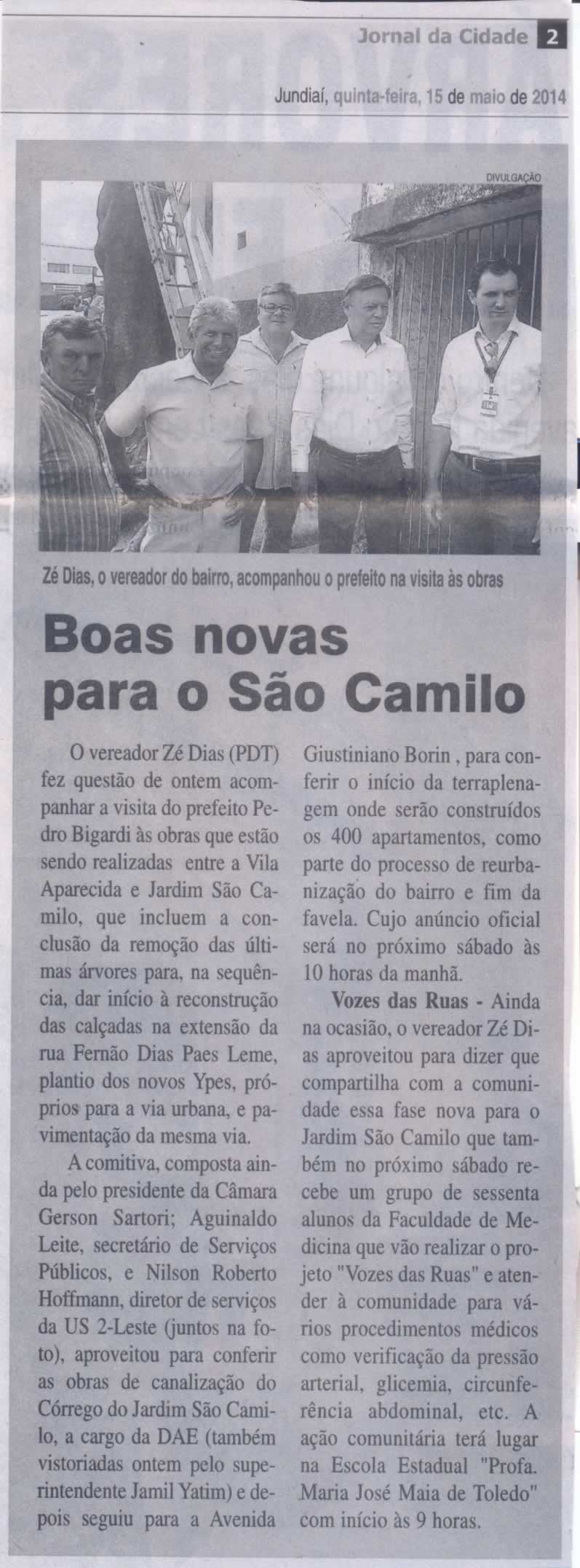 JC - 15/05/14 - pg 2 - Boas novas para o São Camilo - 